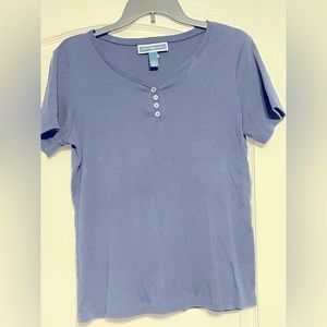 KAREN SCOTT SHORT SLEEVE TEE NAVY BLUE